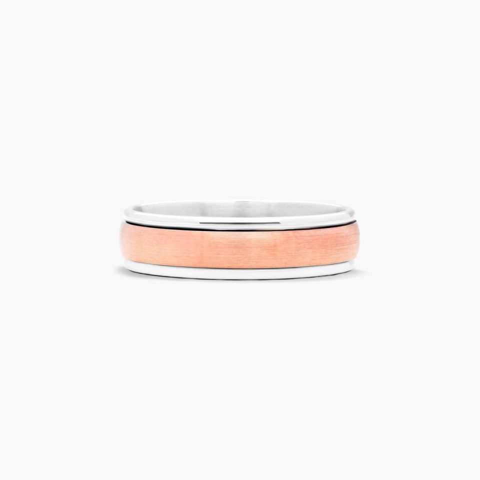 PlatinumTwo-Toned 6mm Comfort-Fit Satin Center Band