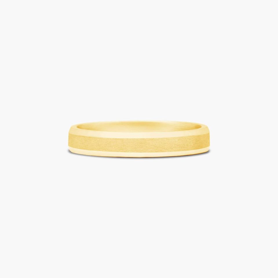 14K Yellow Gold 4mm Comfort-Fit Beveled Edge Satin Band