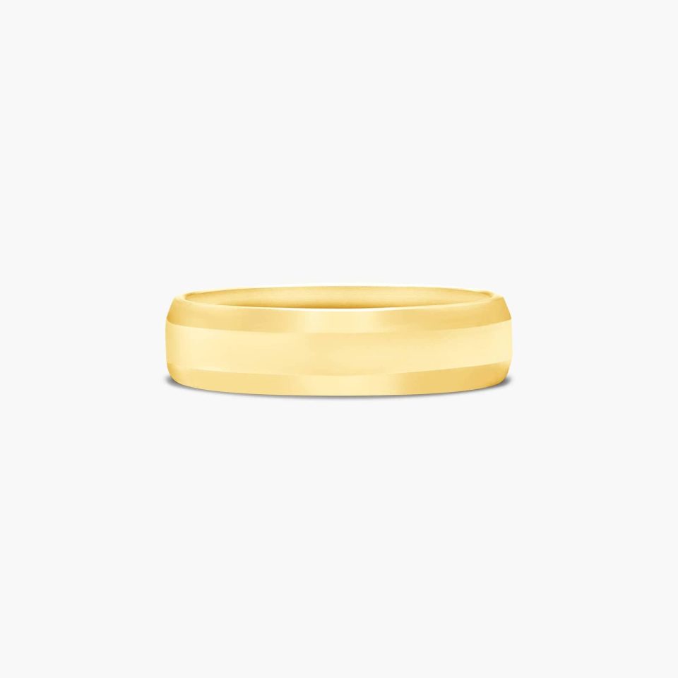 14K Yellow Gold 6mm Comfort-Fit High Polished Beveled Edge Band