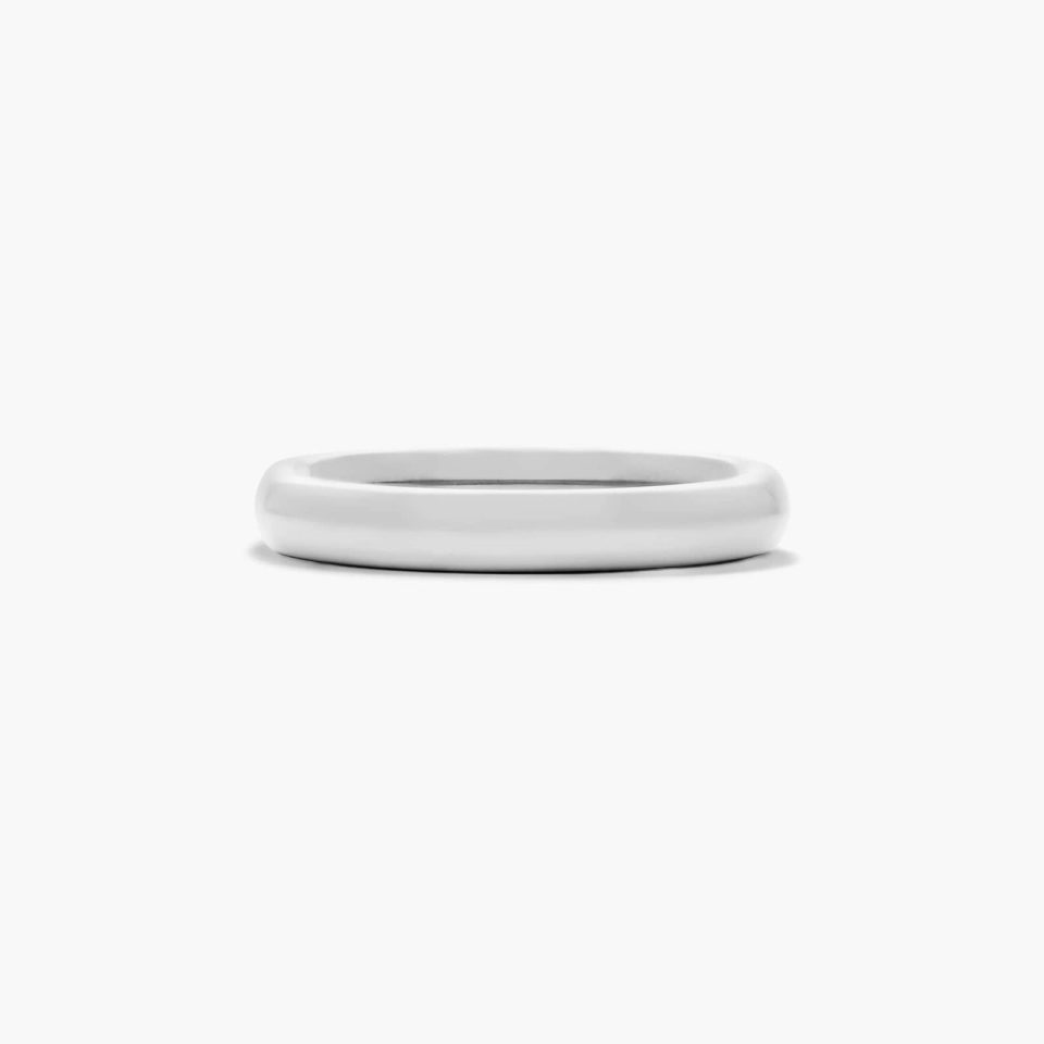 14K White Gold 3mm Slightly Domed Comfort Fit Wedding Ring