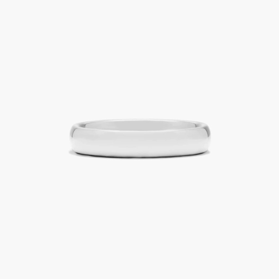 14K White Gold 4mm Slightly Domed Comfort Fit Wedding Ring