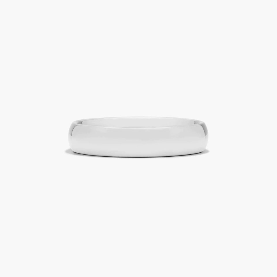 14K White Gold 5mm Slightly Domed Comfort Fit Wedding Ring