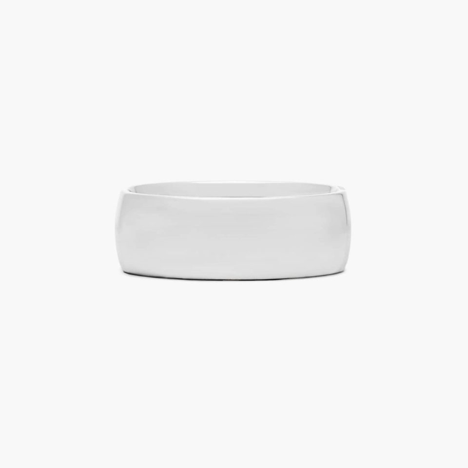 14K White Gold 8mm Slightly Domed Comfort Fit Wedding Ring