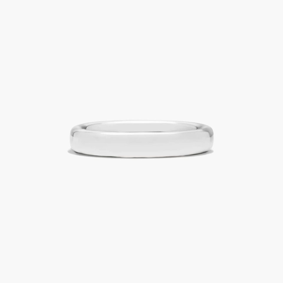 14K White Gold 3.5mm Slightly Flat Comfort Fit Wedding Ring