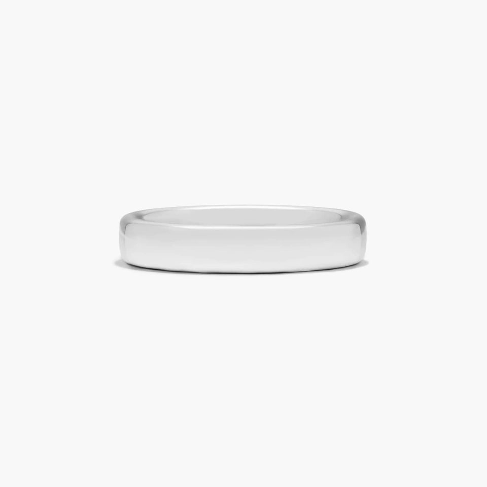 14K White Gold 4.5mm Slightly Flat Comfort Fit Wedding Ring