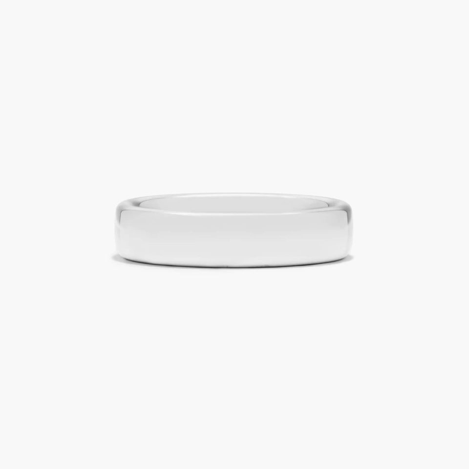 14K White Gold 5.5mm Slightly Flat Comfort Fit Wedding Ring