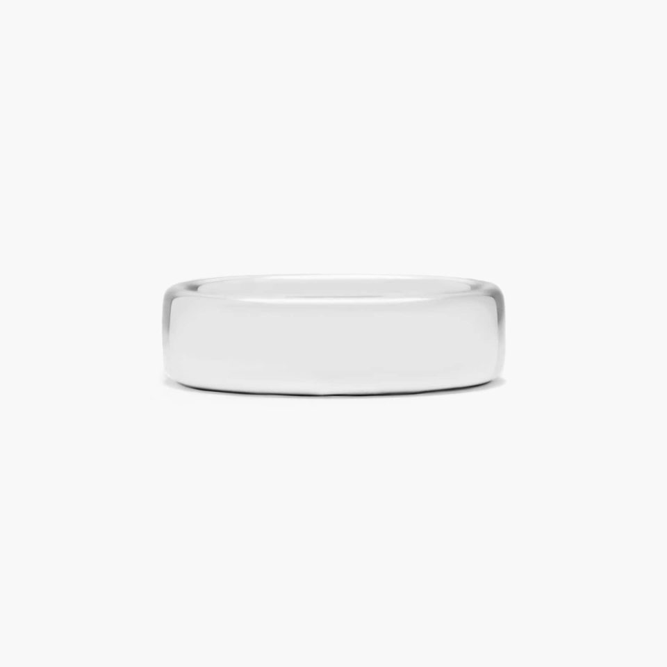 14K White Gold 6.5mm Slightly Flat Comfort Fit Wedding Ring