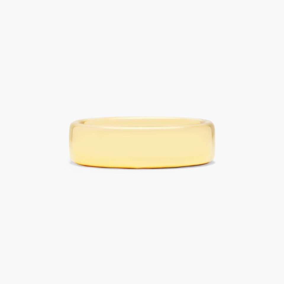 14K Yellow Gold 6.5mm Slightly Flat Comfort Fit Wedding Ring