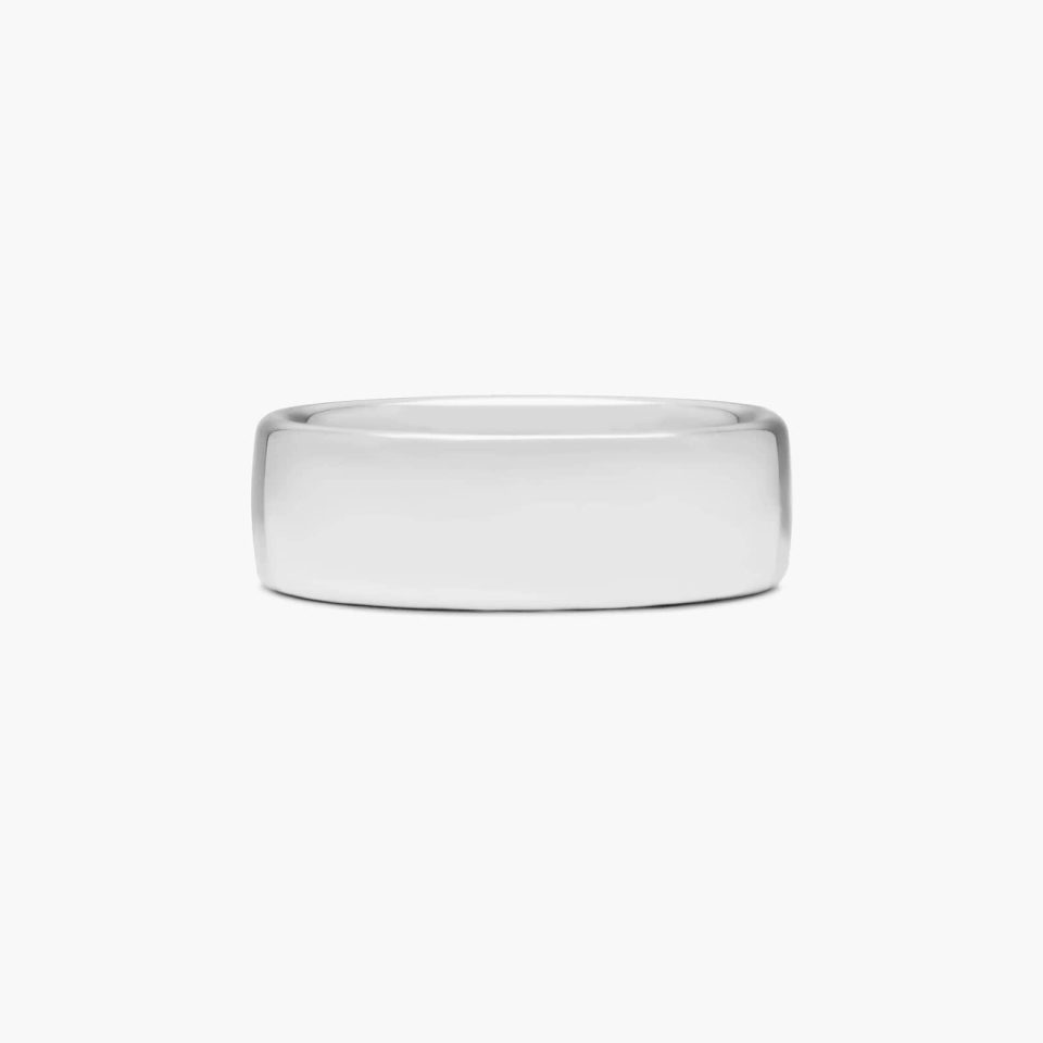 14K White Gold 7.5mm Slightly Flat Comfort Fit Wedding Ring