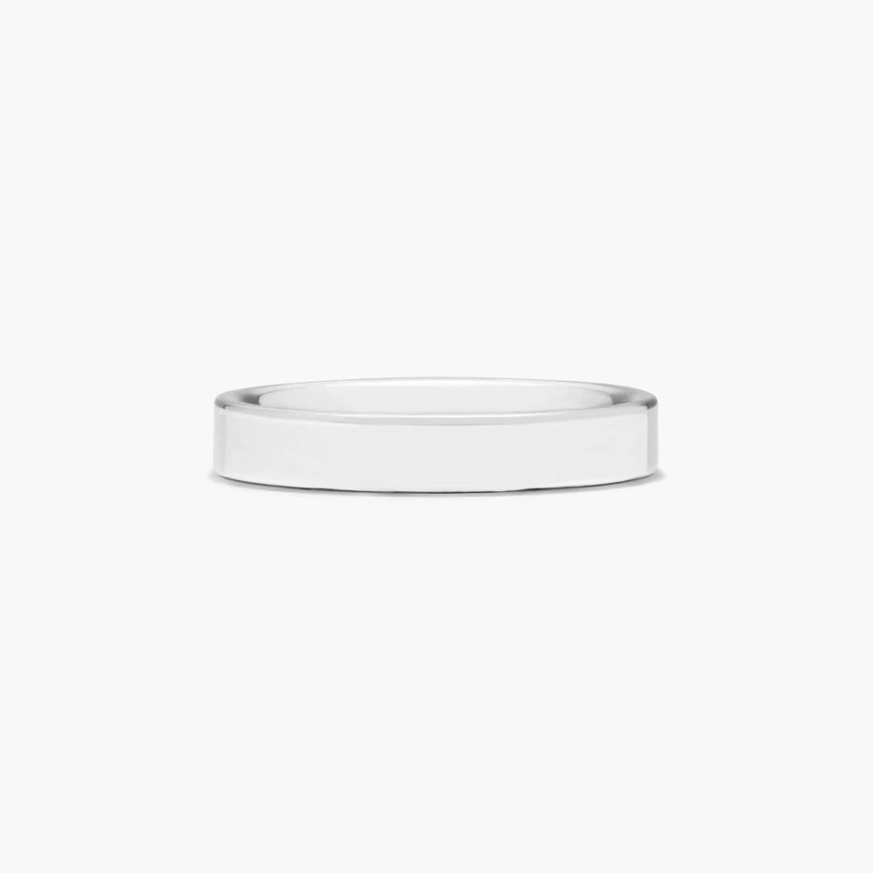 14K White Gold 4mm Flat Comfort Fit Wedding Ring