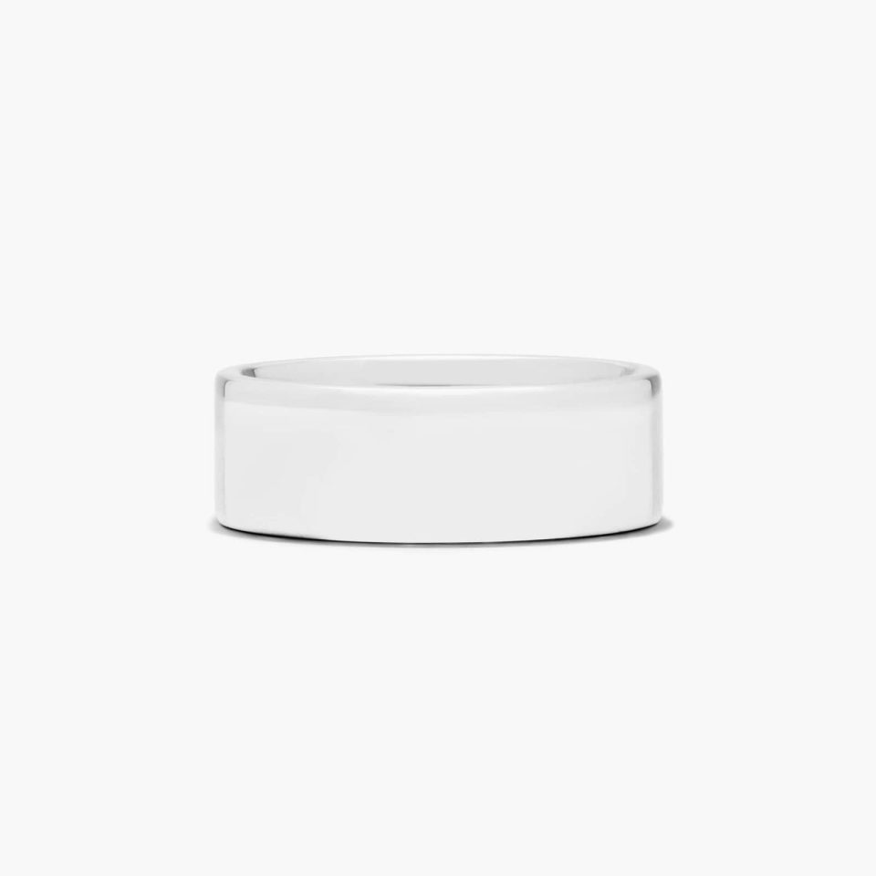 14K White Gold 8mm Flat Comfort Fit Wedding Ring
