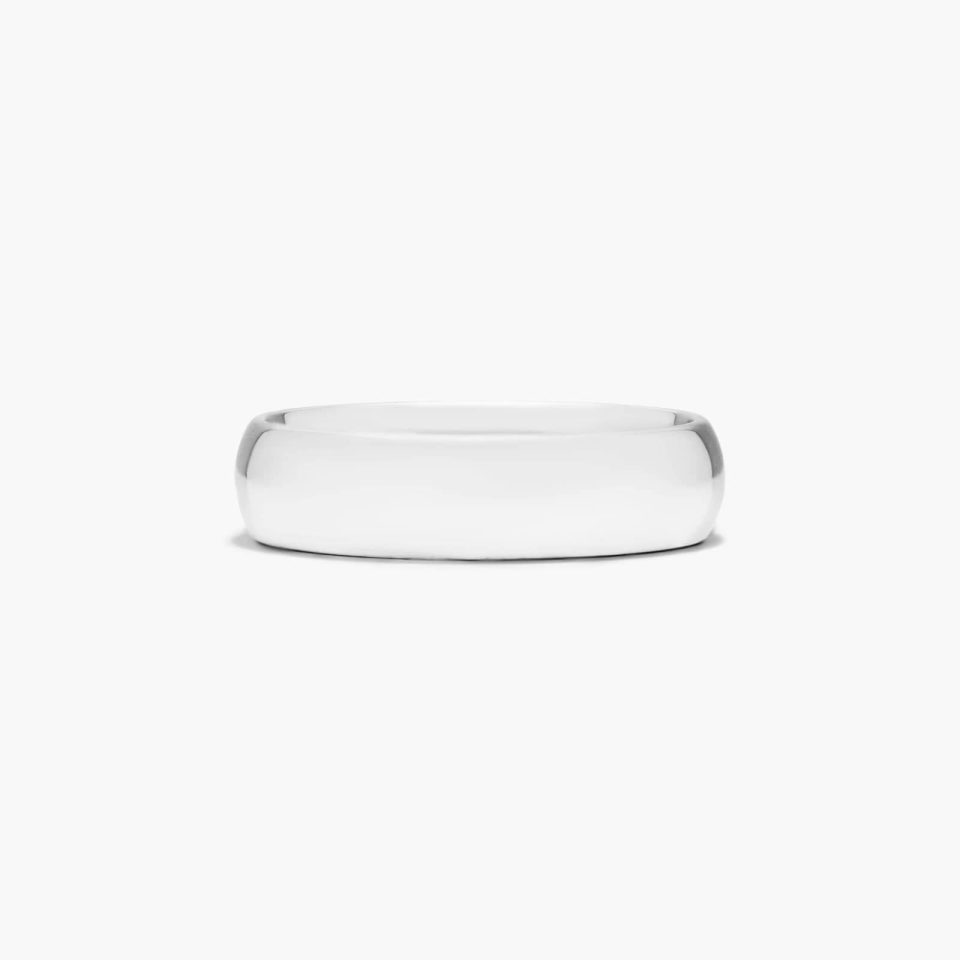 14K White Gold 6mm High Dome Comfort Fit Wedding Ring