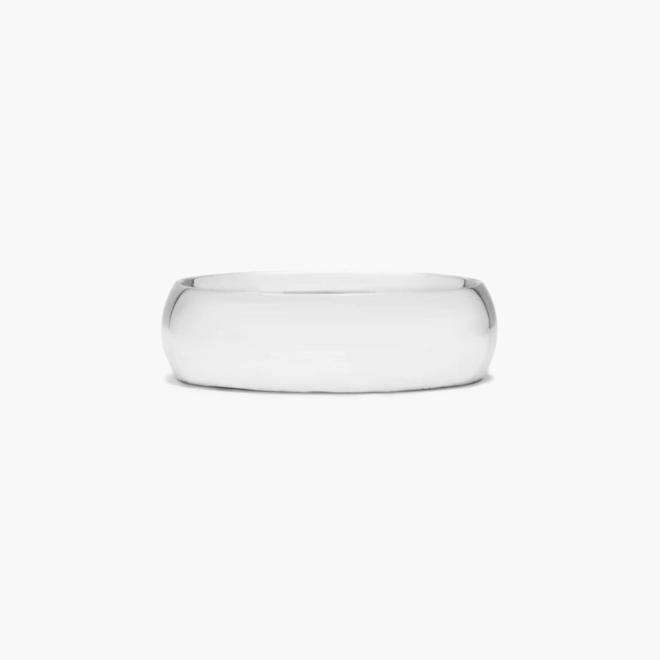14K White Gold 7mm High Dome Comfort Fit Wedding Ring