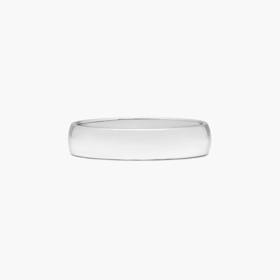 18K White Gold 4mm Low Dome Wedding Ring