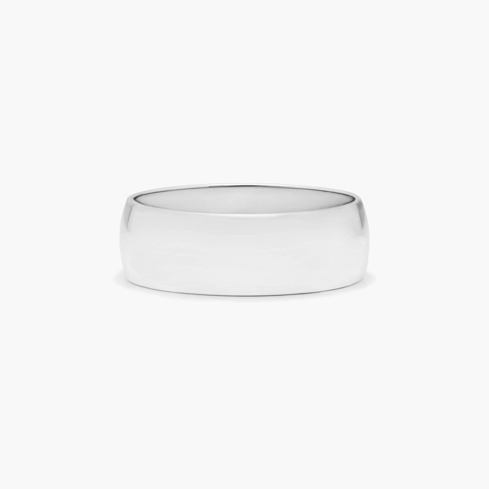 14K White Gold 7mm Low Dome Wedding Ring