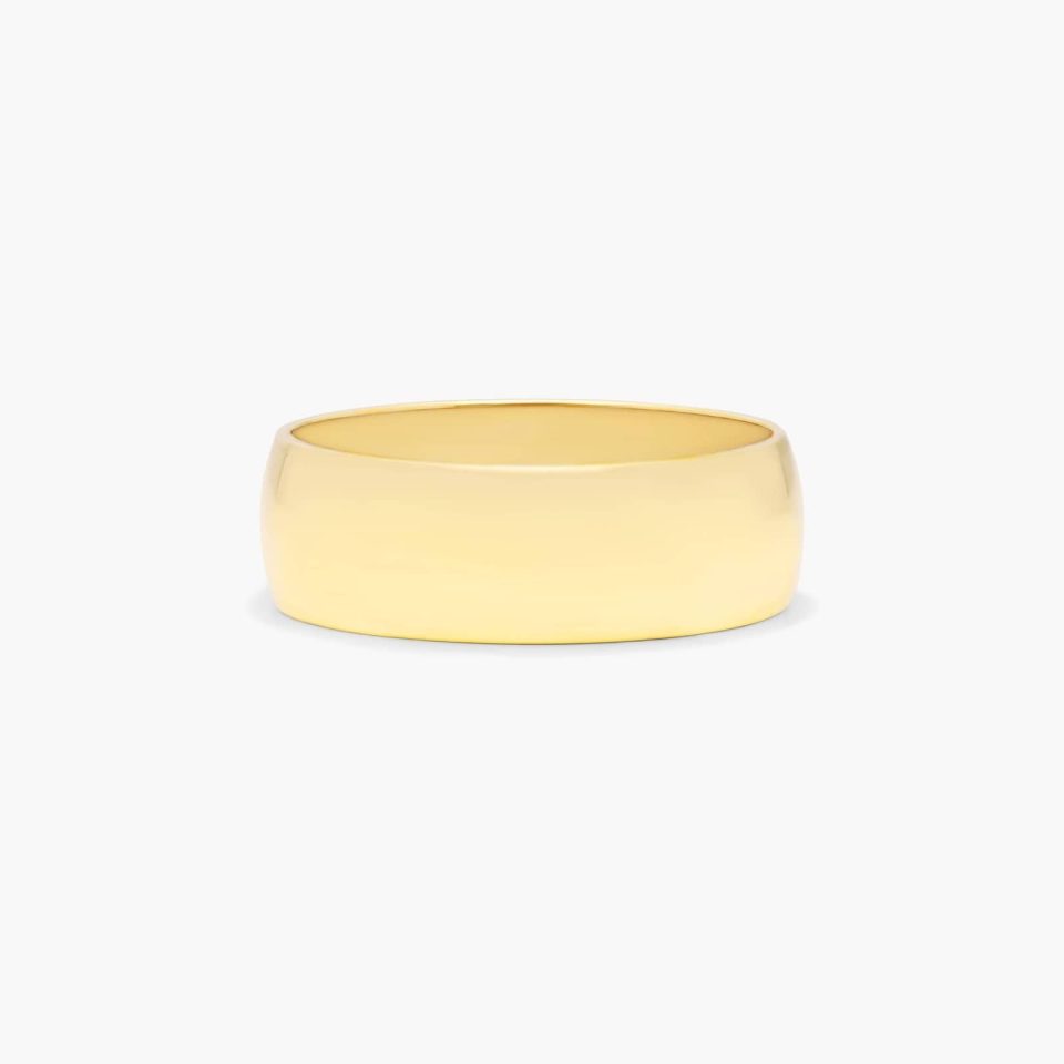14K Yellow Gold 7mm Low Dome Wedding Ring