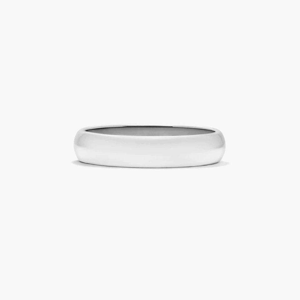 14K White Gold 4mm Traditional Slightly Curved Wedding Ring
