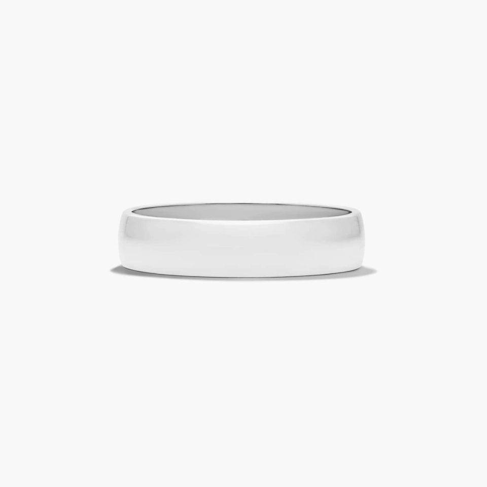 14K White Gold 5mm Traditional Slightly Curved Wedding Ring