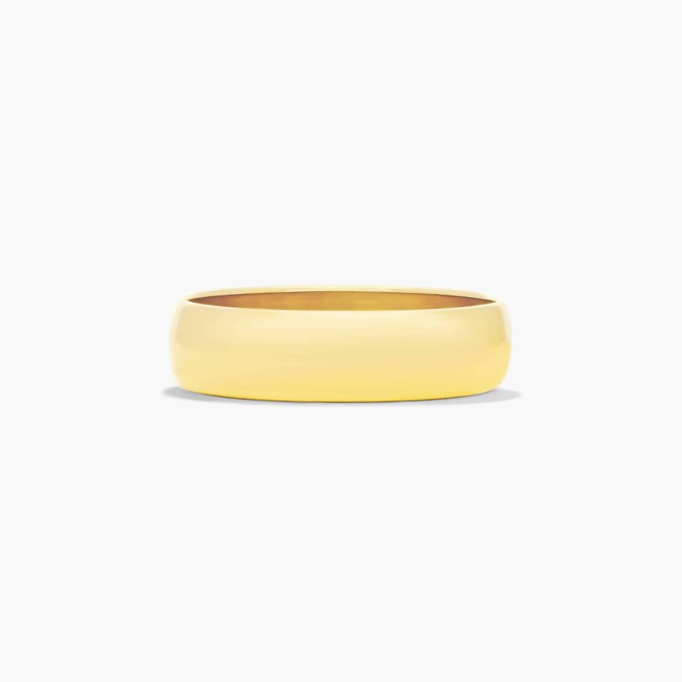 14K Yellow Gold 6mm Traditional Slightly Curved Wedding Ring