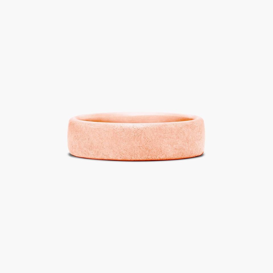 14K Rose Gold Swirl Finish Comfort Fit Ring