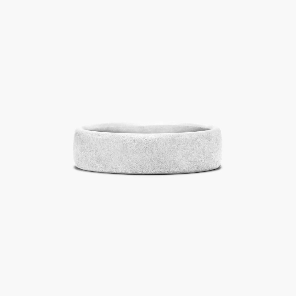 14K White Gold Swirl Finish Comfort Fit Ring
