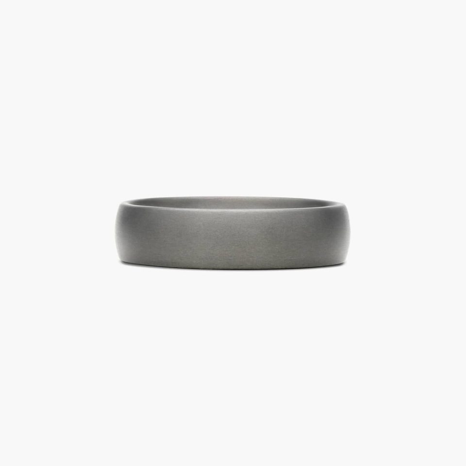Darkened Tantalum Satin Finished 6mm Domed Comfort Fit Ring