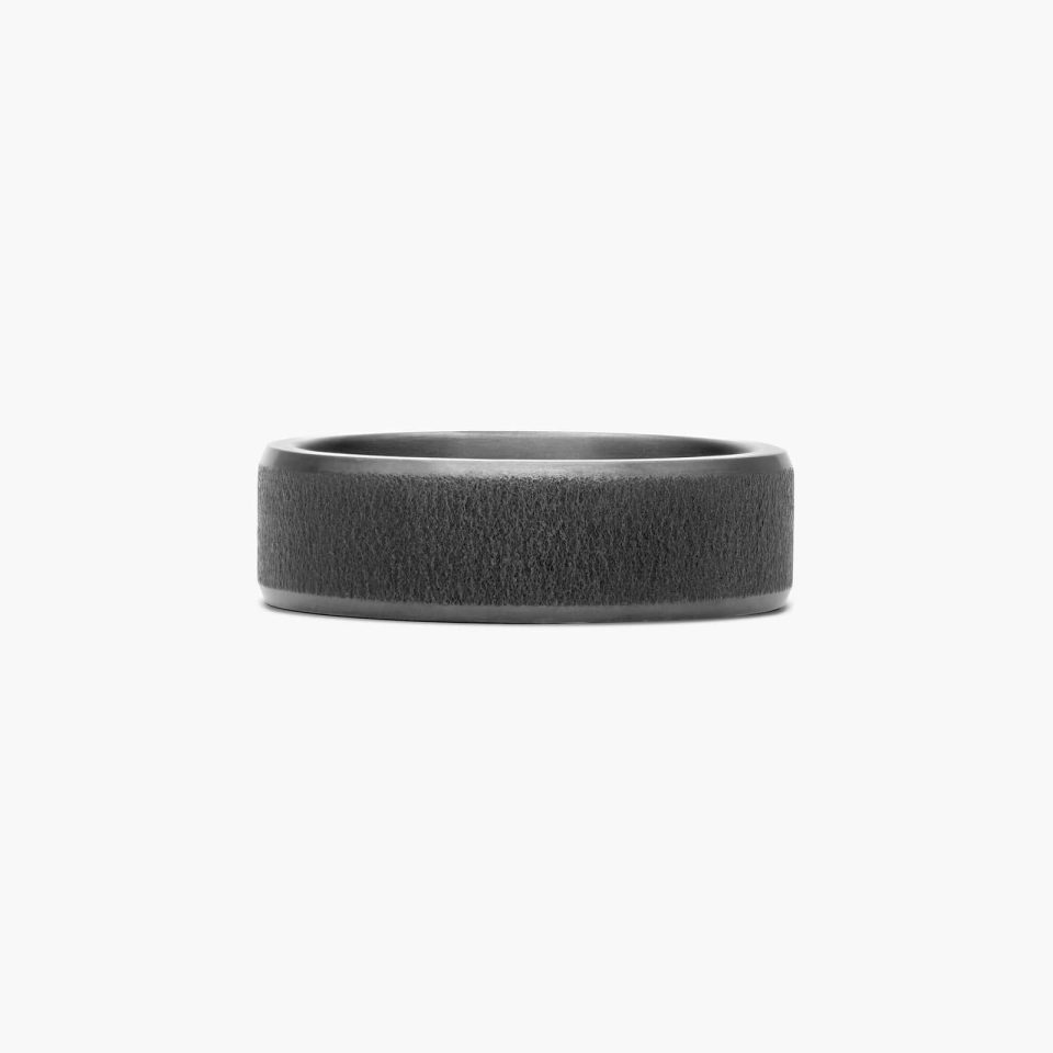 Darkened Tantalum Wire Brush Finished 7mm Comfort Fit Ring