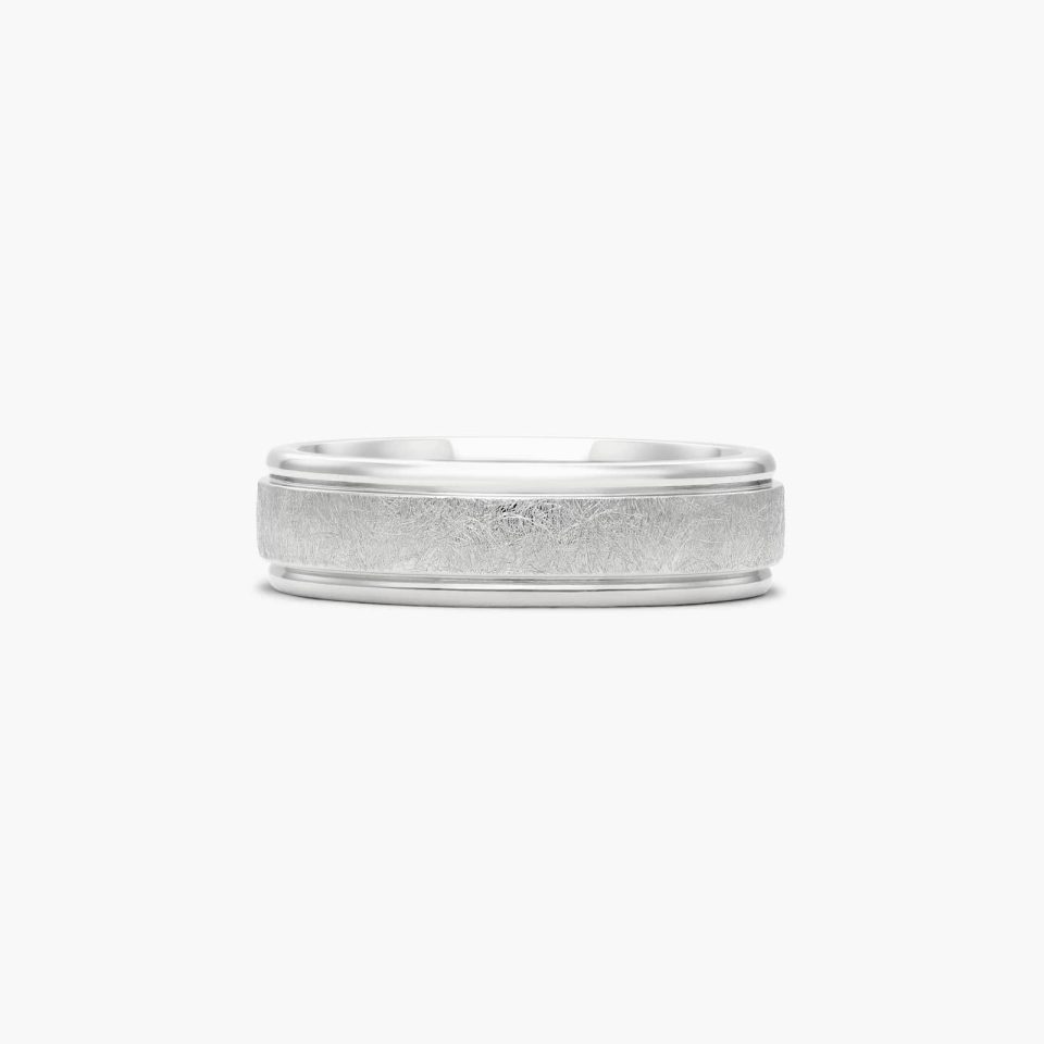 Cobalt Swirl Finish Center with Polished Round Edge 6.5mm Comfort Fit Ring