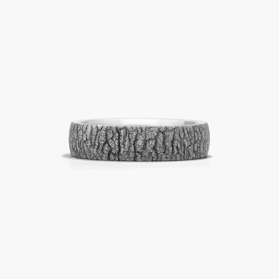 Cobalt Bark Pattern 6mm Comfort Fit Ring