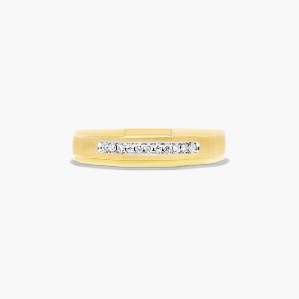 14K Yellow Gold Geometric Channel Set Diamond Ring