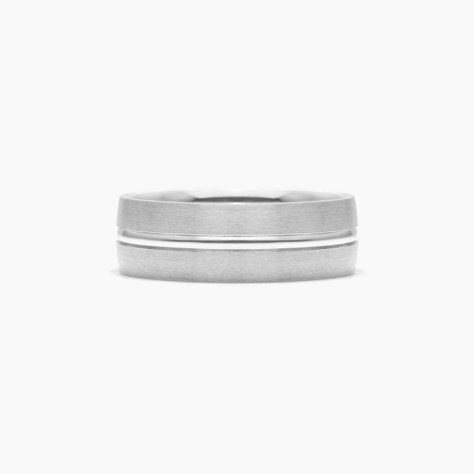 Platinum Center Groove Satin Finish Band