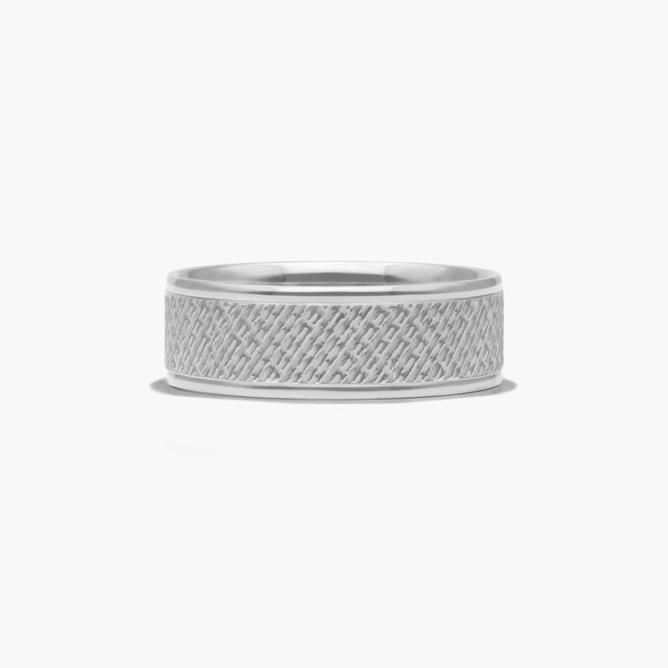 Platinum Cross Hatch Design Band
