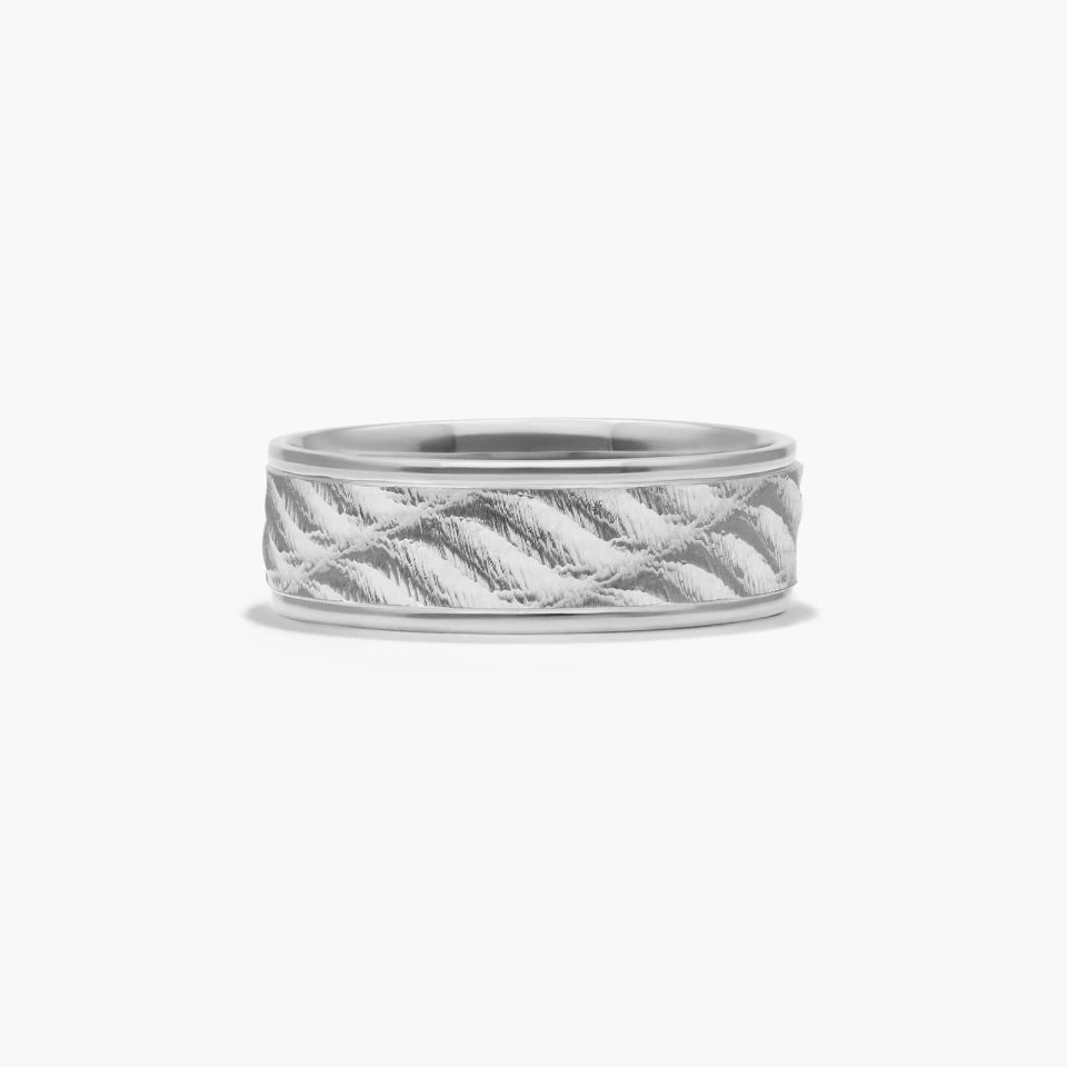 14K White Gold Wave Design Band