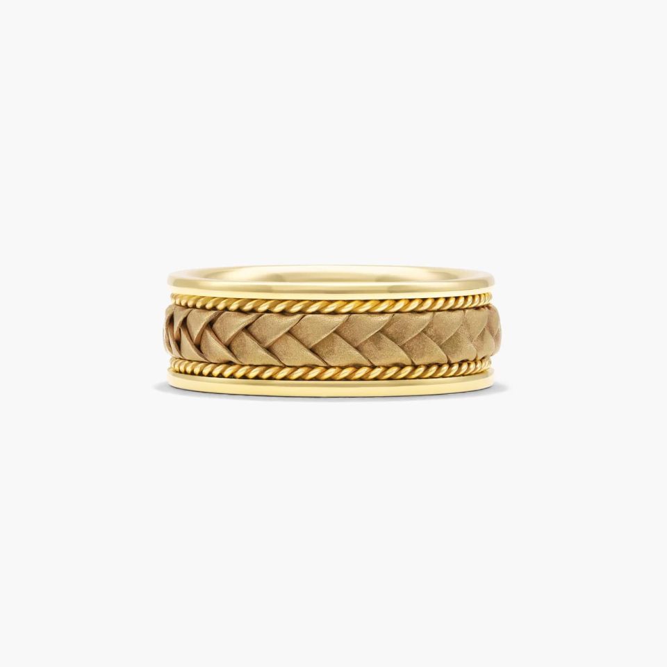 14K Yellow Gold Braided Center Band