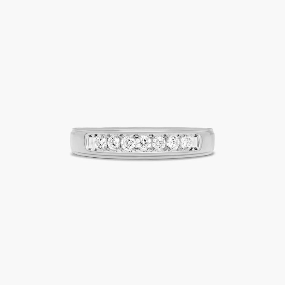 14K White Gold Slender Channel Diamond Ring