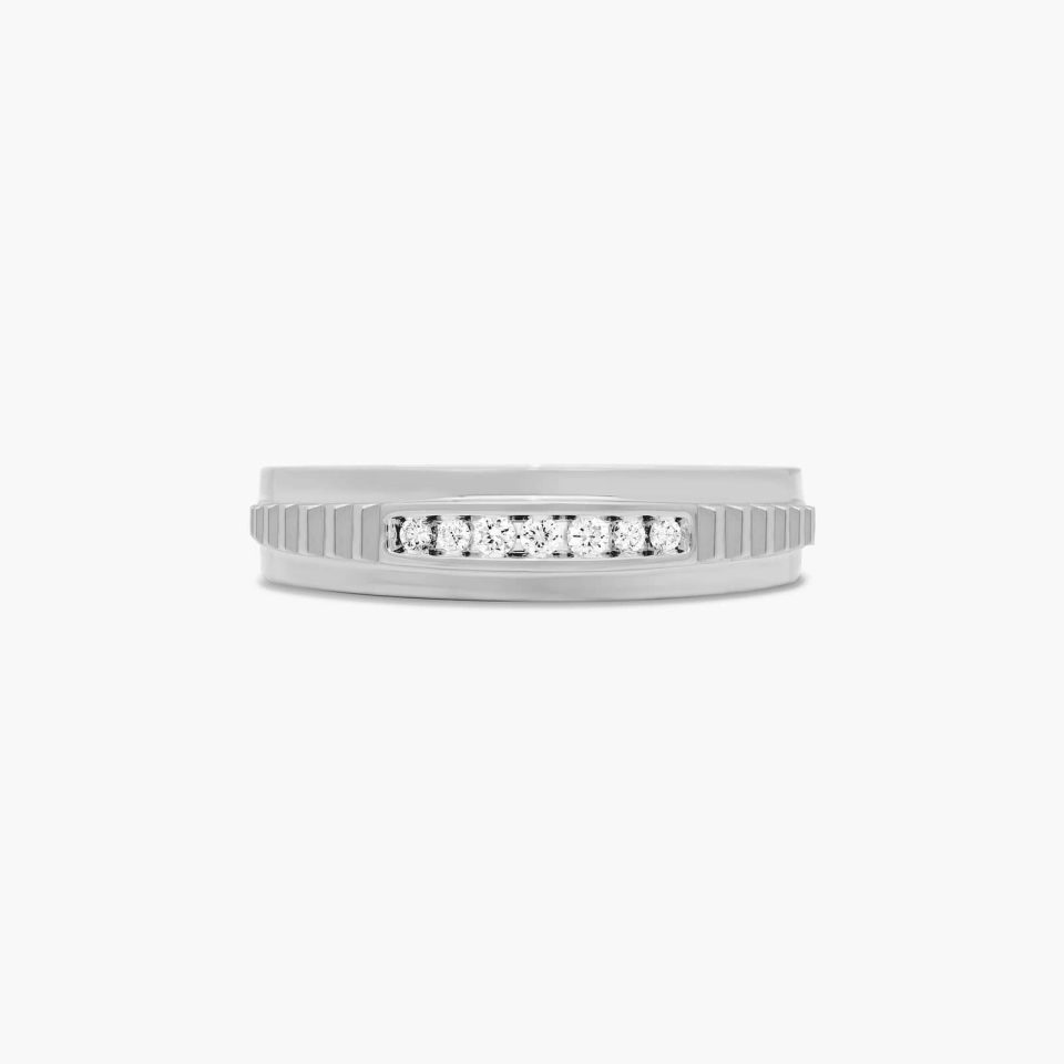 14K White Gold Ridged Channel Diamond Ring