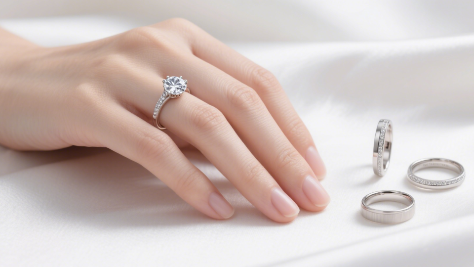 Stacked wedding and engagement rings