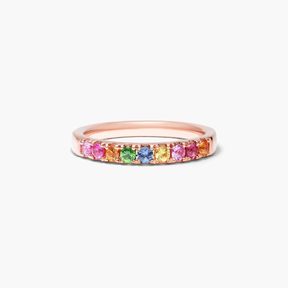 14K Rose Gold Rainbow Ring