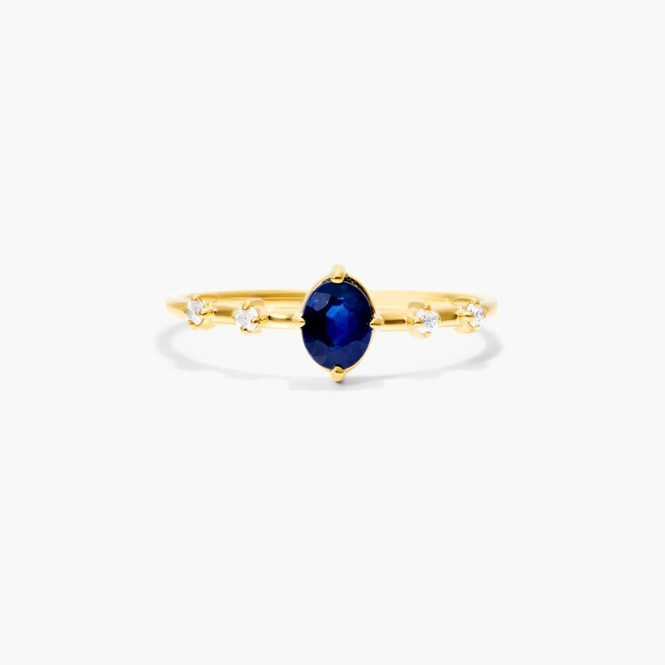 14K Yellow Gold 0.50ct Oval Sapphire Birthstone Ring