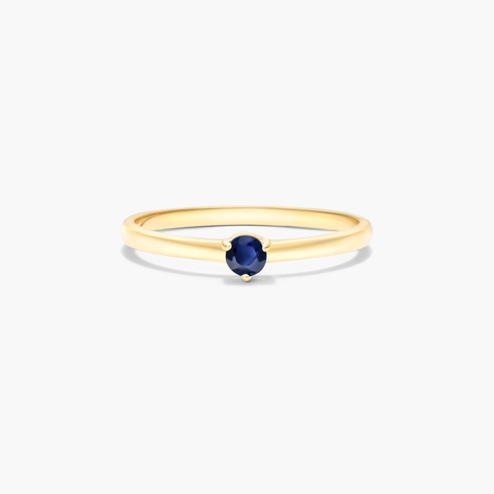 14K Yellow Gold 0.10ct Petite Single Sapphire Birthstone Ring