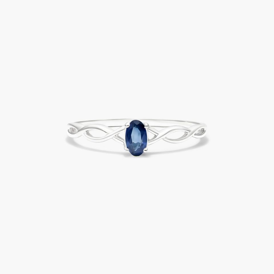 14K White Gold 0.25ct Sapphire Flow Birthstone Ring